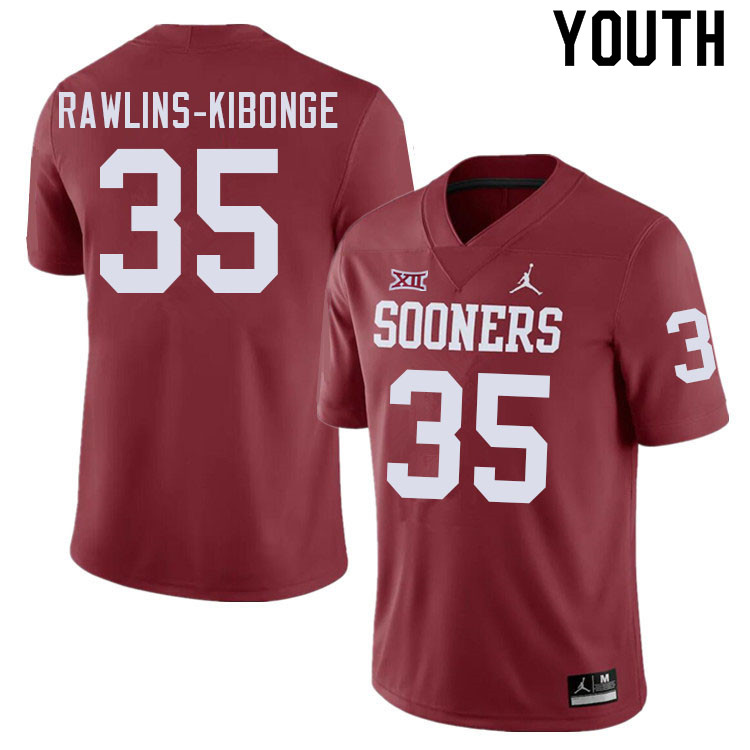 Youth #35 Nathan Rawlins-Kibonge Oklahoma Sooners College Football Jerseys Sale-Crimson